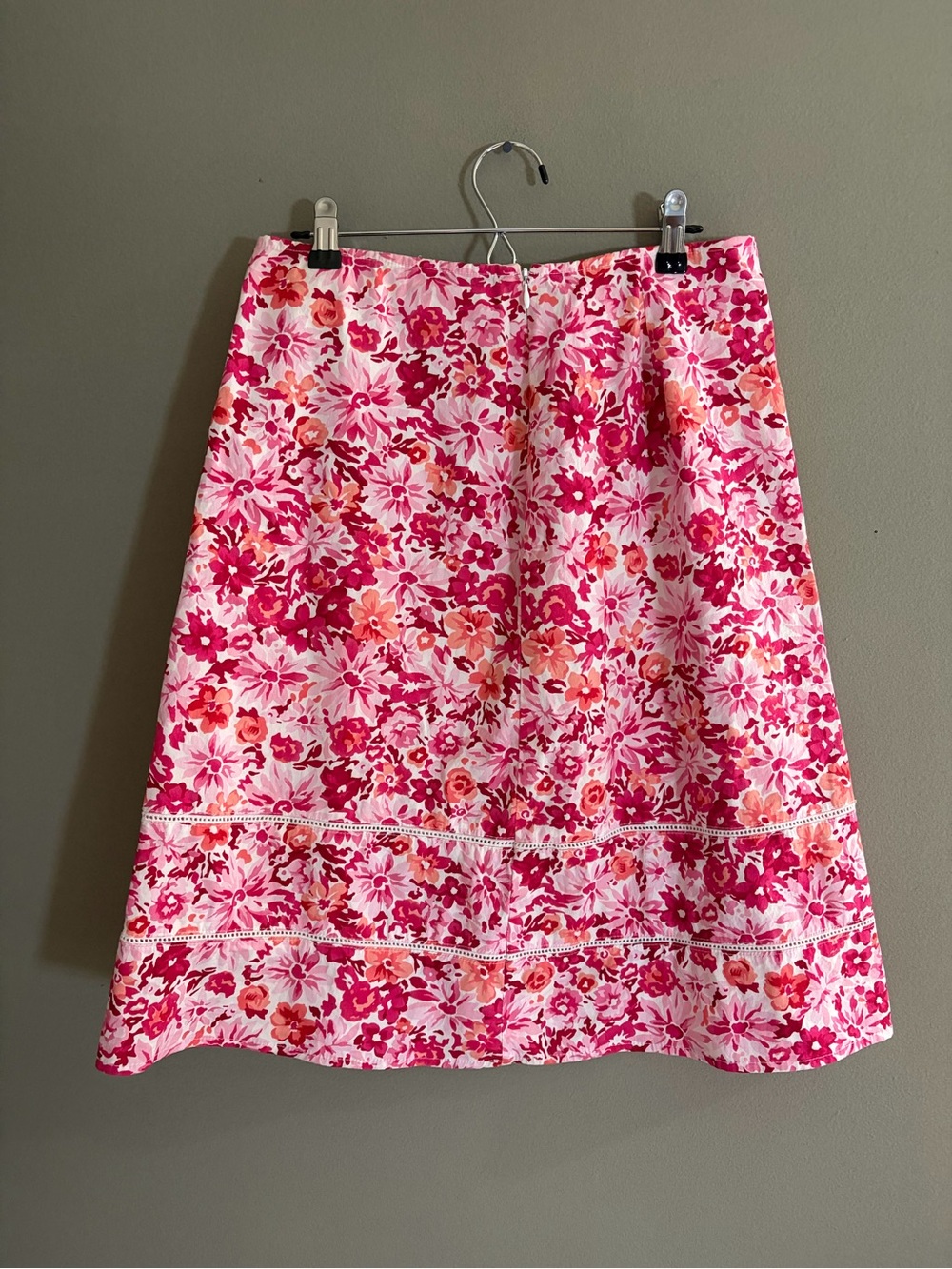 St. John's Bay Skirt Cotton A-Line Pink Floral Knee Length Y2K VTG Garden Midi - Picture 6 of 11